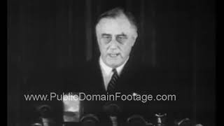 U.S. President Franklin D. Roosevelt FDR talks about peace 1940 www.PublicDomainFootage.com