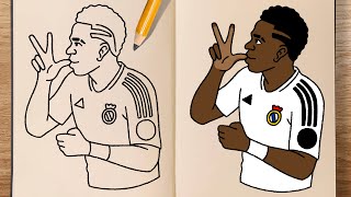 How to draw and colour! VINICIUS JUNIOR (step-by-step)