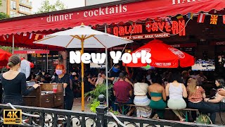 [4K]🇺🇸NYC Evening Walk🗽Harlem |🍷Trendy Eateries, Beautiful Sunset, Summer City Life | June 2021