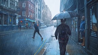 Soho Downpour, Heavy Rain London Walk
