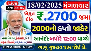 આજના તાજા સમાચાર/ લોનમાફ, 6 યોજના, 2000નો હપ્તો, રેશનકાર્ડ, ખેડુત દેવુમાંફ, નિયમો / khedut samacha