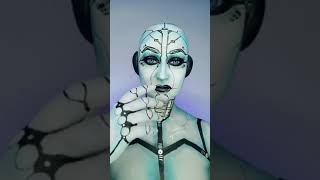 Futuristic robot makeup body paint