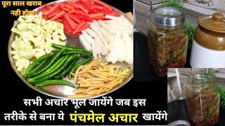 गाजर मूली गोभी अदरक हरी मिर्च का मिक्स अचार रेसिपी | Mix veg pickle  Recipe| पंचमेल अचार रेसिपी