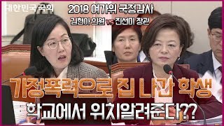 [김현아의원]  김현아 의원 vs 진선미 장관 가정폭력으로 집나간 학생 학교에서 위치알려줘