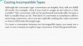 Type Conversion and Casting - Java (Automatic Conversions, Casting Incompatible Types)