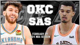 San Antonio Spurs vs Oklahoma City Thunder Full Game Highlights | Feb 29 | 2024 NBA Season