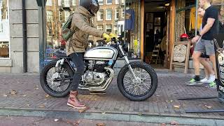 Stunning little scrambler! 1975 Honda CB400F on the Rusty Gold Moto Catwalk.