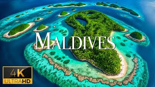 FLYING OVER MALDIVES (4K Video UHD) - Calming Music With Beautiful Natural Film For Stress Relief