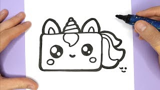 HOW TO DRAW A CUTE UNICORN BIRTHDAY CAKE - HAPPY DRAWINGS ♥