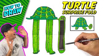 TURTLE Surprise Fold Project -How to Draw -Fun Cute Easy Beginner Steps