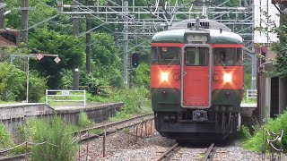 2024年7月9日  この日は軽井沢に相次いでやってきた!!　懐かしの車体カラー 115系 電車 S3編成 湘南色、S7編成 初代長野色とS11編成 Turkeyラッピング列車　しなの鉄道 信濃追分駅