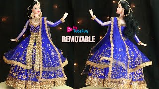 Blue Barbie Salwar Suit Designs - Anarkali & Sharara Suit! Designer Barbie Dress, Gudiya Decoration