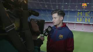 BEHIND THE SCENES Coutinho's first day at Barça