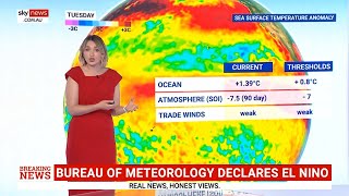 Bureau of Meteorology formally declares El Nino in Australia