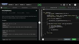 Array duplicates problem | GeeksforGeeks |Solution in Java | Problem Solving