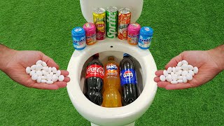 Big Pepsi, Coca Cola, Fanta VS Mentos and Popular Sodas !! Sprite, Yedigün and Mentos in the toilet