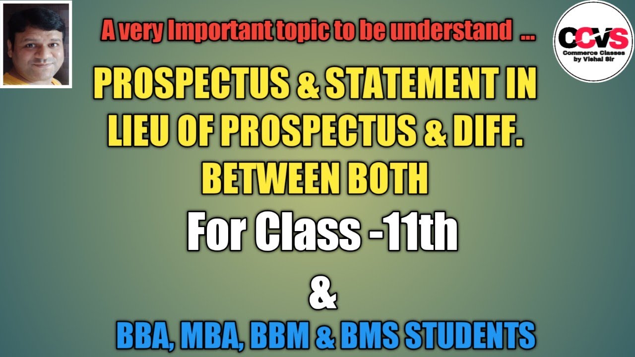 #Prospectus & Statement In Lieu Of Prospectus & Diff. Between Both | C ...