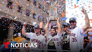 Celebran en las calles de Houston el triunfo de los Astros | Noticias Telemundo