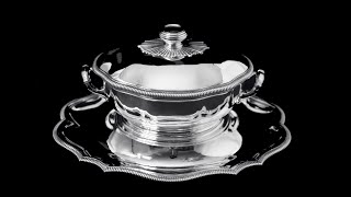 Puiforcat (Hermes) - 4pc. Antique French 950 Sterling Silver Covered Tureen with Platter - LIKE NEW!