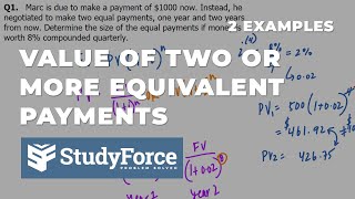 Finding the Value of Two or More Equivalent Replacement Payments (2 Examples)