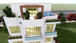 40x80 Feet # 3 Floor Apartment Type House Building #swimming pool