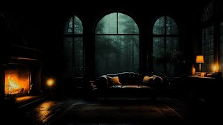 Autumn Evening Ambience - with Relax Fireplace - and Rain Sound - Sleep Sounds