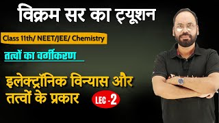 इलेक्ट्राॅनिक विन्यास और तत्वों के प्रकार |तत्वों के वर्गीकरण |CH 3 |L 2 | 11th/ NEET/JEE/Chemistry