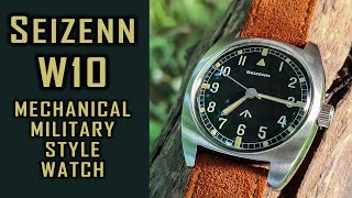 Seizenn W10 mechanical vintage military-style watch (Merkur brand) review #gedmislaguna #merkurwatch