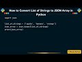How to Convert List of Strings to JSON Array in Python