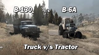 Spintires Mudrunner Tractor vs Truck | B 6a vs B 130