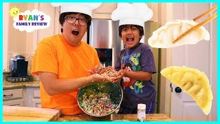 Kid Size Cooking Making Gyoza Japanese Dumpling with Ryan's Family Review!!!