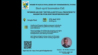 Webinar on Intellectual Property Rights (IPRs) for Entrepreneurs