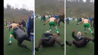 Olay çıkan maçta futbolcusunu kulüp başkanı sakinleştirdi