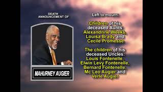 Mahurney Augier ~ Long Obituary