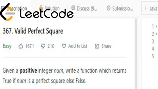 Valid Perfect Square | LeetCode 367 | C++, Java, Python | leetcode 367 java solution | Binary Search