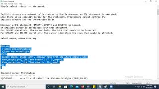 Oracle SQL PLSQL | session 20 | PLSQL Cursors | Implicit | Explicit
