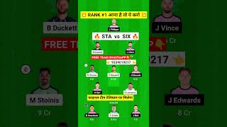 STA vs SIX Dream11, STA vs SIX Dream11 Prediction, Melbourne Stars vs Sydney Sixers BBL Team