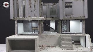 How To Make a Luxury House(model) #6 - lighting & cement wall.