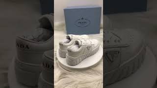 Prada Downtown Low Top Sneakers Leather White White QC Video