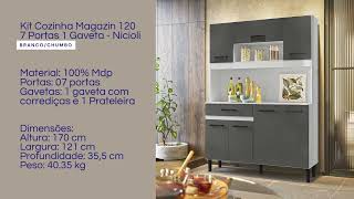 Kit Cozinha Magazin 120 - 7 Portas 1 Gaveta - Nicioli