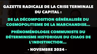 Francis Cousin : Gazette radicale de la crise terminale du Capital - Novembre 2024