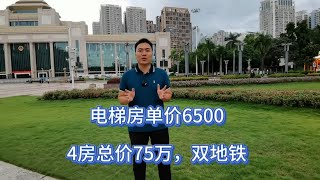 电梯新房单价6500，4房总价75万，出门3号线和5号线地铁，东沟岭市场，花鸟市场