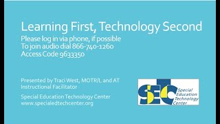 Learning First, Tech Second Webinar