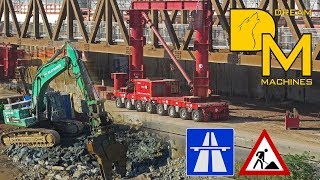 CATERPILLAR 345D + ALE HEAVY LIFT # MEGA AUTOBAHN BAUSTELLE DOKU #38 A7 HAMBURG