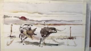 Western Bull in Watercolor- by Chris Petri