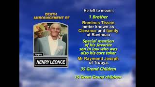Henry Leonce ~ Long Obituary