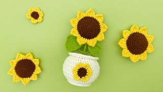How to Crochet a Sunflower Pot | Crochet Tutorial | US Term | for Advanced Beginner