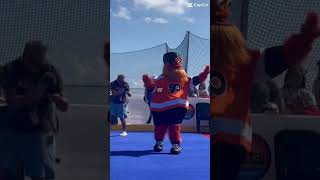 Philadelphia Flyers' Mascot Gritty with his intro at the Mascot Showdown at the NHL All Star Game 23