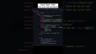 HTML Input Type Date with Min and Max Attributes! #htmlform #codewithmayur