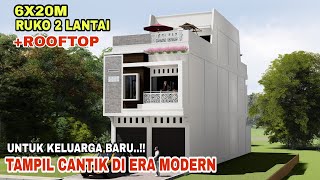 Trik jitu..!!Bikin Ruko 2 lantai+Rooftop mepet lahan tetangga//Ruko minimalis 6x20m 2 lantai